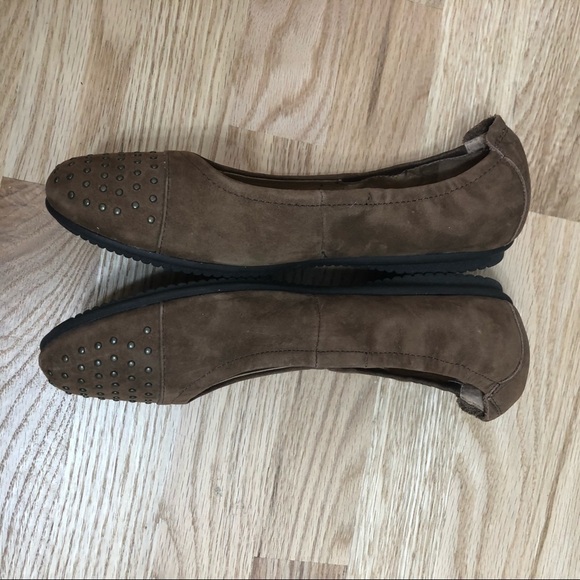 Josef Seibel Studded Toe Brown Leather Flats Sz 37 - Picture 3 of 7
